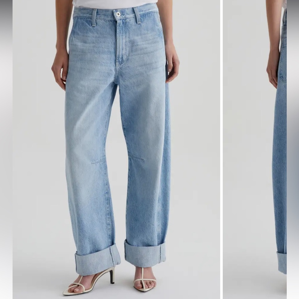 AG MERCER Light Indigo CUFFED Barrel Jeans Size 28 - Nordstrom